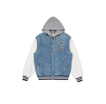 9a+ quality celine denim and lambskin varsity hooded jacket